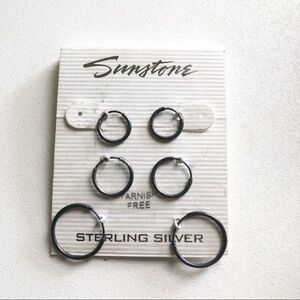 Sunstone Sterling Silver Loop Lot 3 Earrings
